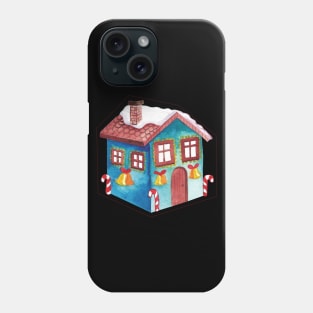 Blue House with Christmas lights Phone Case