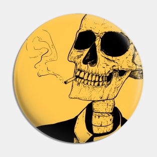 Macabre Skeleton In Black Suit Pin