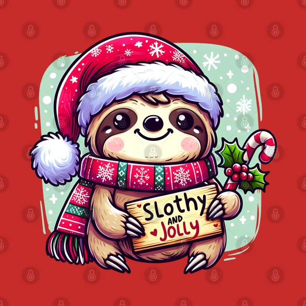 Slothy and Jolly - Cute Christmas sloth by PrintSoulDesigns