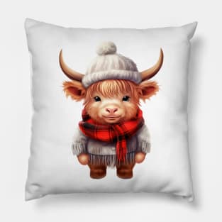 Christmas Baby Highland Cow #3 Pillow