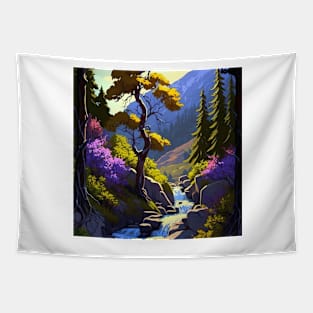 Water stream in the mountains Tapestry