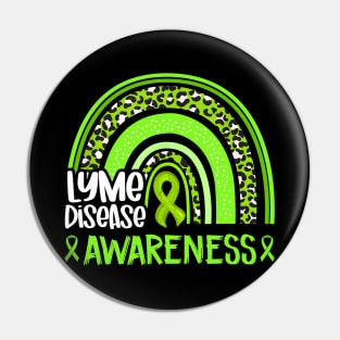 Leopard Rainbow Lime Green Ribbon Lyme Disease Awareness Pin