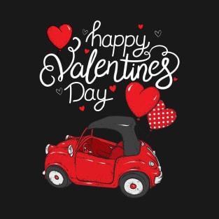 Red Truck With Hearts Happy Valentine's Day Gifts For Girls Women T-Shirt