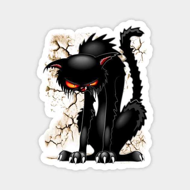 Black Cat Evil Angry Funny Character Magnet by BluedarkArt