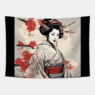 beautiful geisha portrait Japanese style art Tapestry