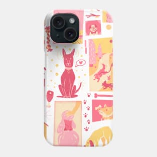 Retro Pink Dog Pattern Phone Case