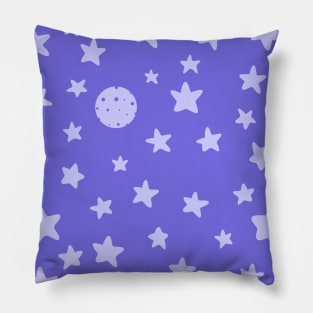 Purple night sky universe galaxy with stars and the moon Pillow