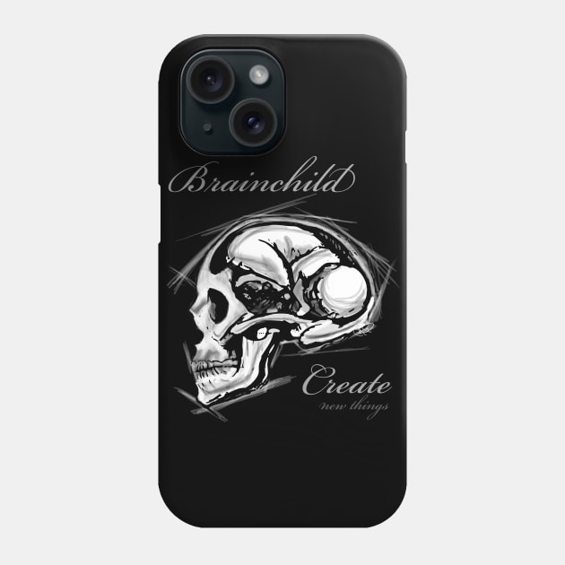 Brainchild black with text Phone Case by Dragonbrush