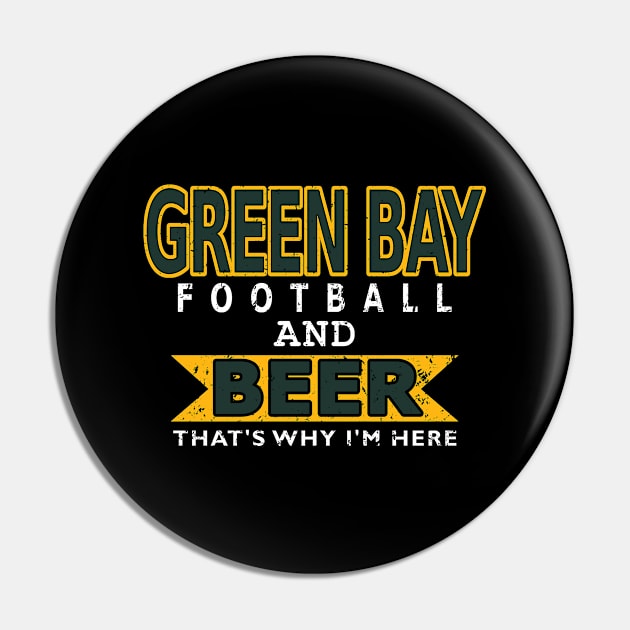 Green Bay Pro Football and Beer Funny Pin by FFFM