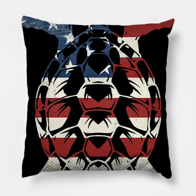 Turtle American Flag Costume Gift Pillow by Pretr=ty