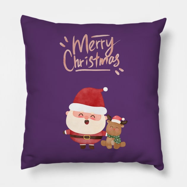 Santa and His Best Friend Pillow by DaffodilArts