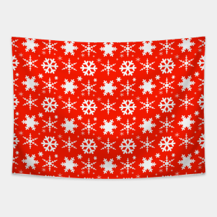 Snowflakes Red Tapestry