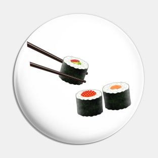 Kawaii Sushi rolls with chopsticks Pin