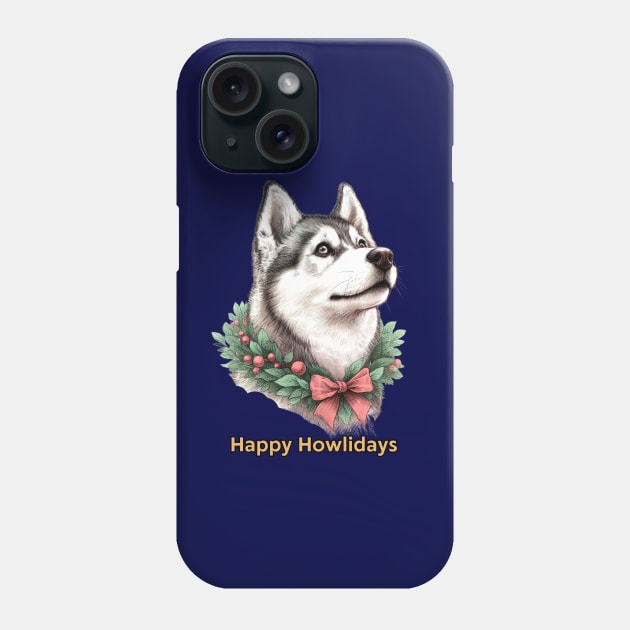 Happy Howlidays Husky Phone Case by ZogDog Pro