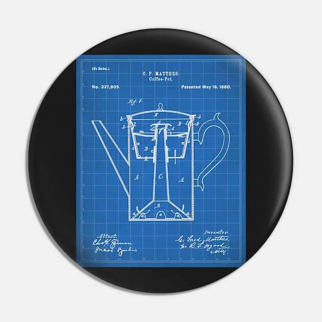 Coffee Percolator Patent - Coffee Lover Kitchen Decor Art - Blueprint Pin by patentpress