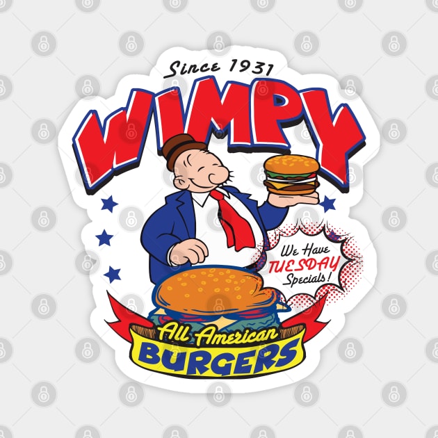 Wimpy All American Burger Magnet by Alema Art