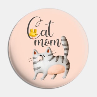 Mom of the Gray Cat Pin