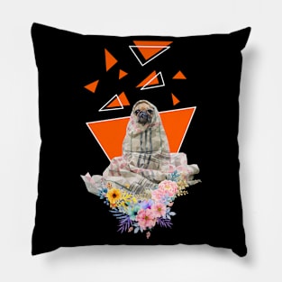 Pug with flowers Pillow