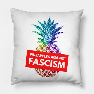 Pineapple Against Fascism (White) Pillow