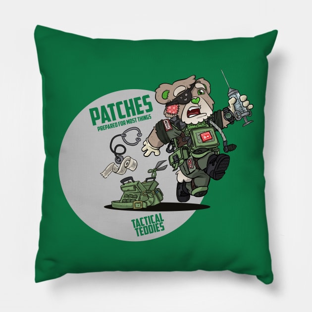 PATCHES (OD Green) Pillow by hiwez