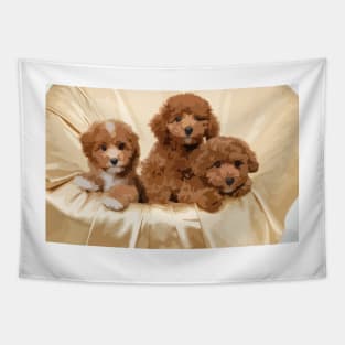 Poodle Puppies Digital Painting Tapestry