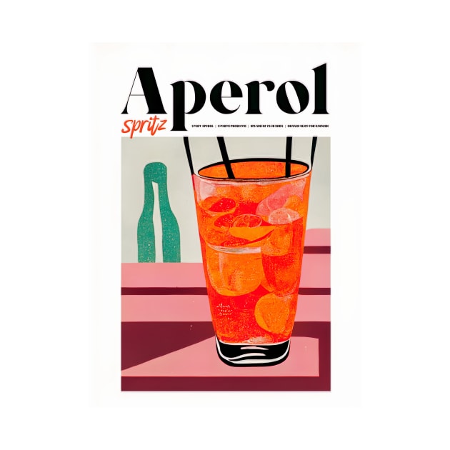 Retro Aperol Spritz Poster Daydrinking Homebar, Kitchen Bar Prints, Vintage Drinks, Recipe, Wall Art by BetterManufaktur