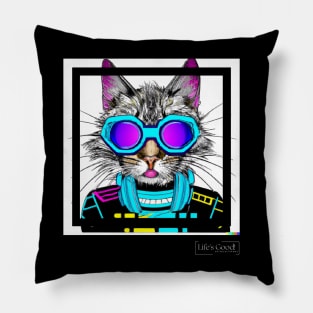 cat ciber punk Pillow