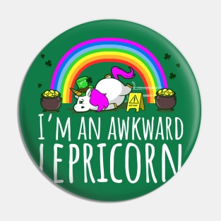 The Awkward Lepricorn Funny Unicorn St. Patrick's Day Pin