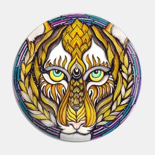 Cosmic Tiger in Mandala Inspired Artwork Pin