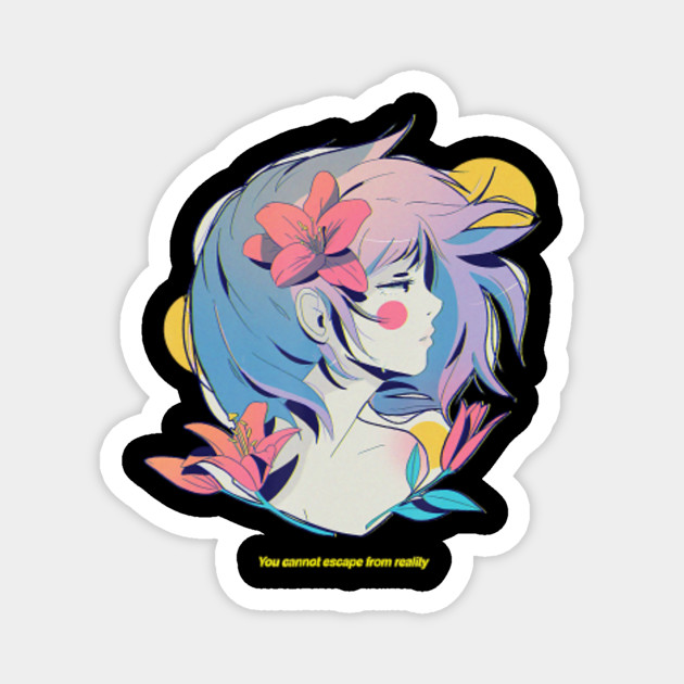Aesthetic Sad Anime Girl Japanese Retro Lofi Vaporwave Waifu Anime Magnet Teepublic
