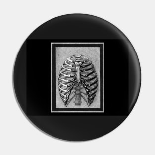 Black and White Skeleton Rib Cage Pin