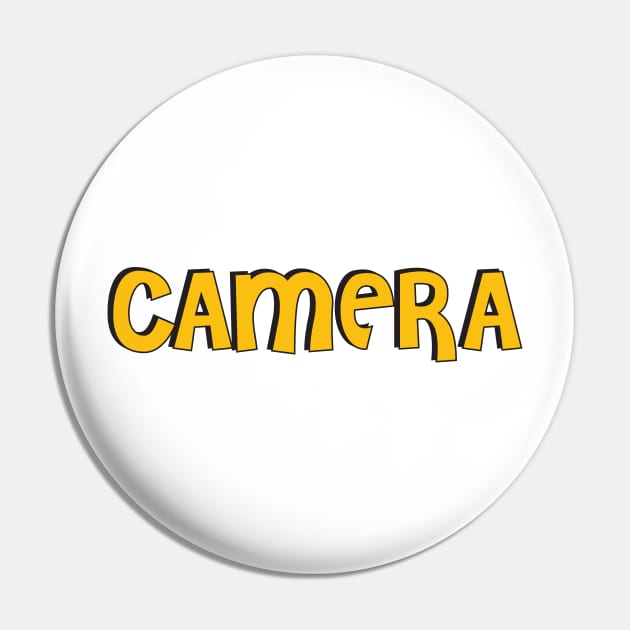Film Crew On Set - Camera - Gold Text - Front Pin by LaLunaWinters