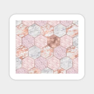 Rose gold princess marble hexagons Magnet