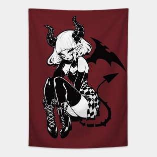 Cute Black and White Succubus Tapestry