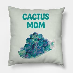 Blue green  Cactus Mom t-shirt Pillow