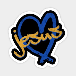 I Love Jesus Vintage 80's & 90's Blue and Dijon Magnet