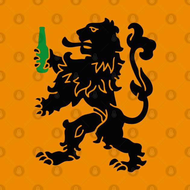 Dutch lion with beer Kingsday - Nederlandse leeuw Koningsdag by LaundryFactory