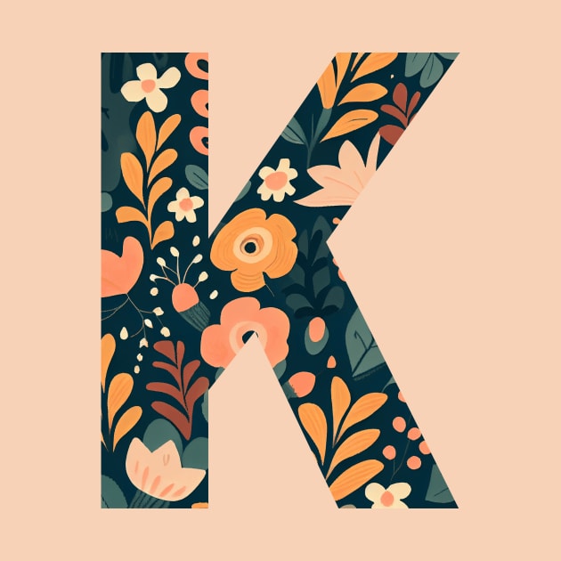 Whimsical Floral Letter K by BotanicalWoe