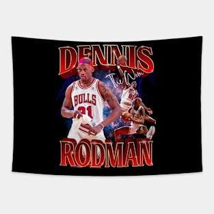 Dennis Rodman Retro Vintage Collage Tapestry