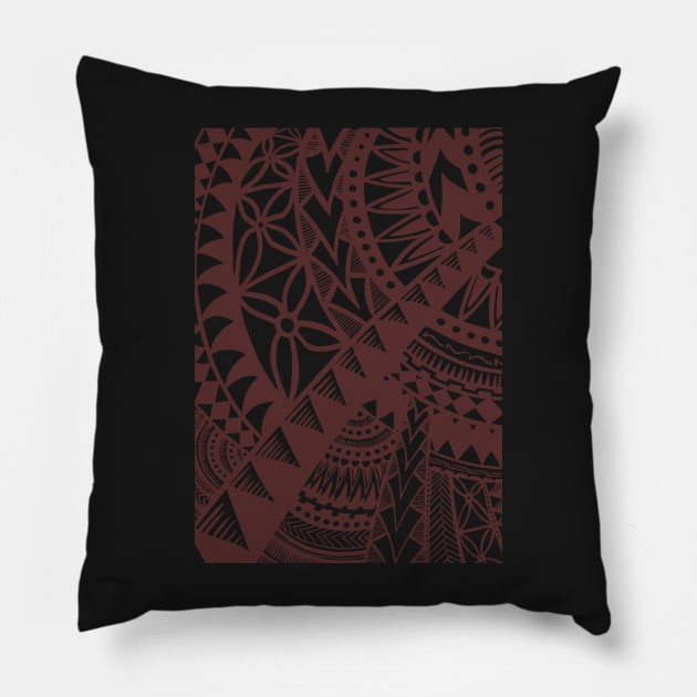 Pacific Island Pattern 2 - Brown Pillow by Hunter