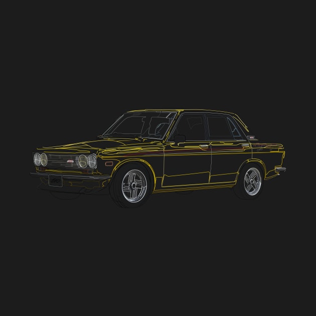 Datsun 510 - Classic Japanese Car Outline by Ajie Negara