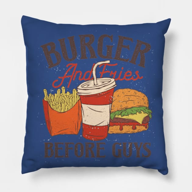 Burger And Fries Before Guys - Funny Pillow by Hariolf´s Mega Store