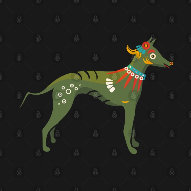 Xolotl, Xoloitzcuintli or Xolo Aztec Codex Mexican Hairless Dog by tatadonets