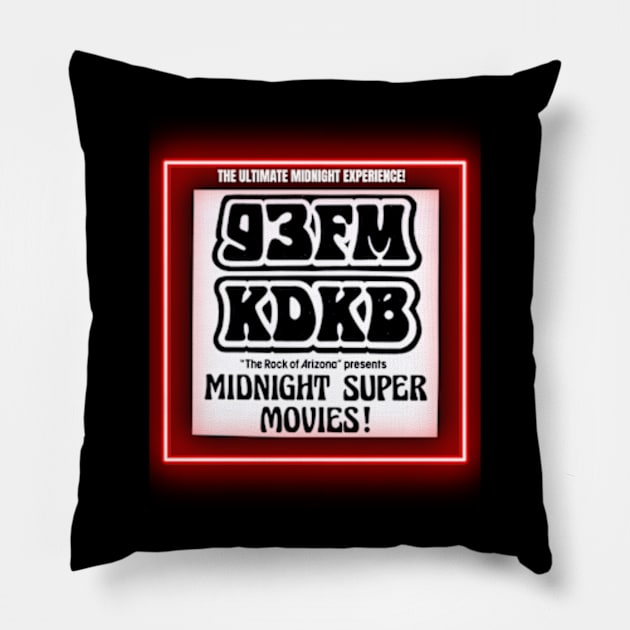 KDKB 93 FM Phoenix Arizona Midnight Movies 1980s Pillow by Desert Owl Designs