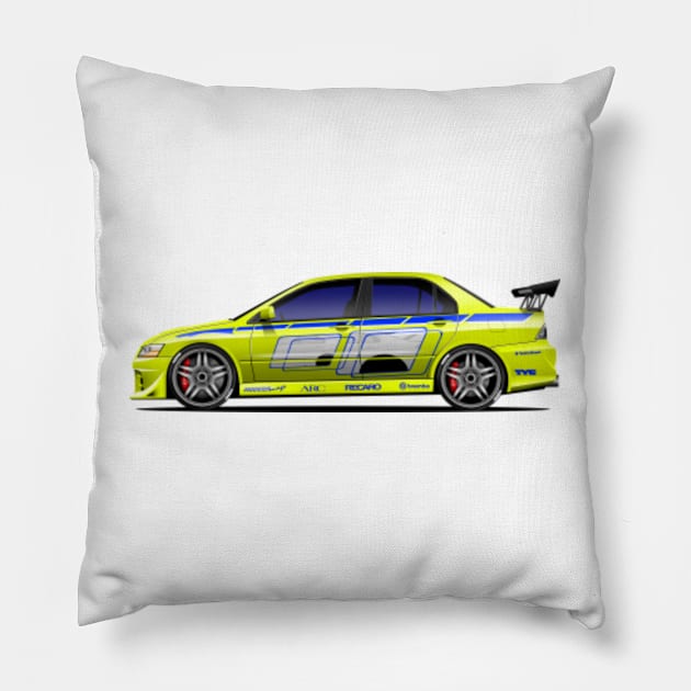 2 fast 2 furious lancer evo Pillow by Alex Design Studio