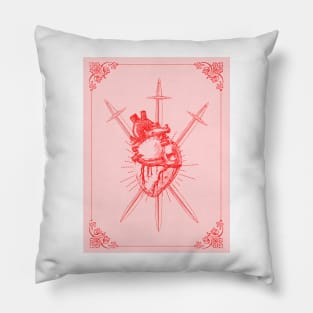 3 of swords tarot card Pillow