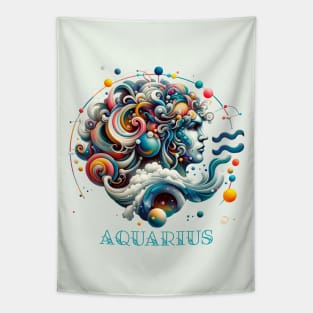 Aquarius The Water Bearer Zodiac Sign Tapestry