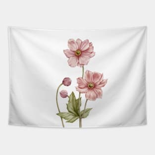 Watercolor Anemone Flower Family Tapestry