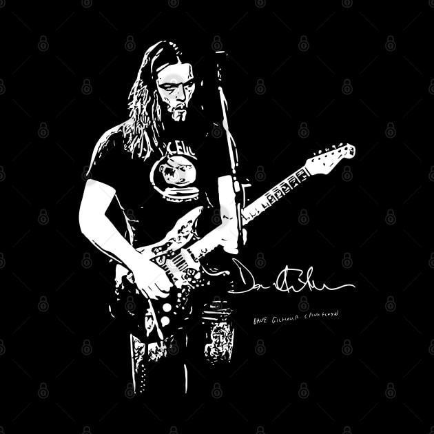 David Gilmour Guitar Vector Art 4 by Playful Creatives