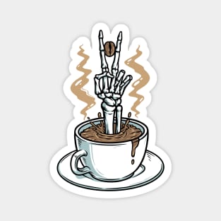 Coffee Brings Me Peace // Funny Coffee Skeleton Hand Magnet